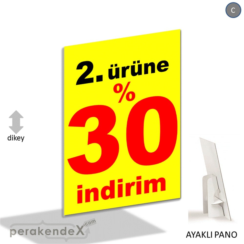 2. ürüne yüzde 30 indirim AYAKLI REKLAM PANOSU -dikdörtgen,tek yön baskı