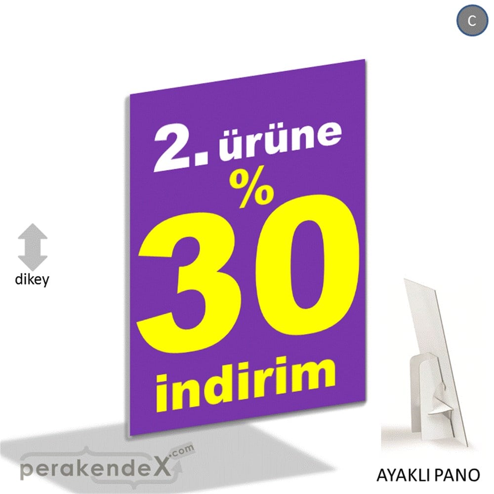2. ürüne yüzde 30 indirim AYAKLI REKLAM PANOSU -dikdörtgen,tek yön baskı