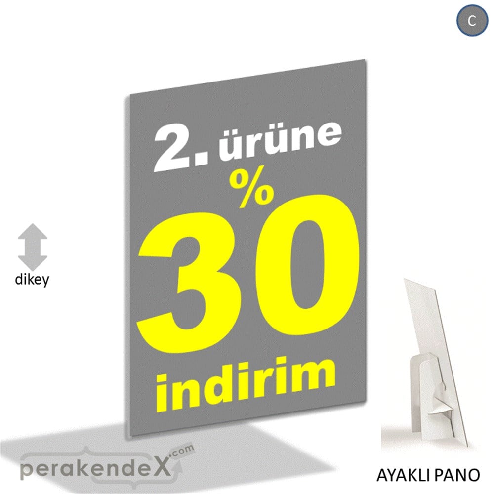 2. ürüne yüzde 30 indirim AYAKLI REKLAM PANOSU -dikdörtgen,tek yön baskı