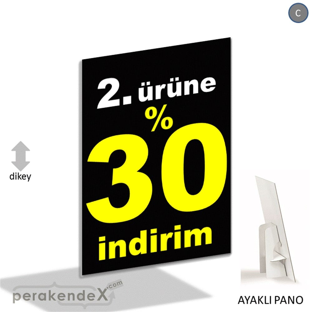 2. ürüne yüzde 30 indirim AYAKLI REKLAM PANOSU -dikdörtgen,tek yön baskı