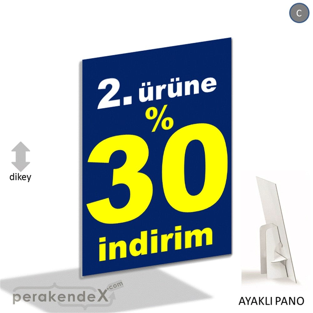 2. ürüne yüzde 30 indirim AYAKLI REKLAM PANOSU -dikdörtgen,tek yön baskı