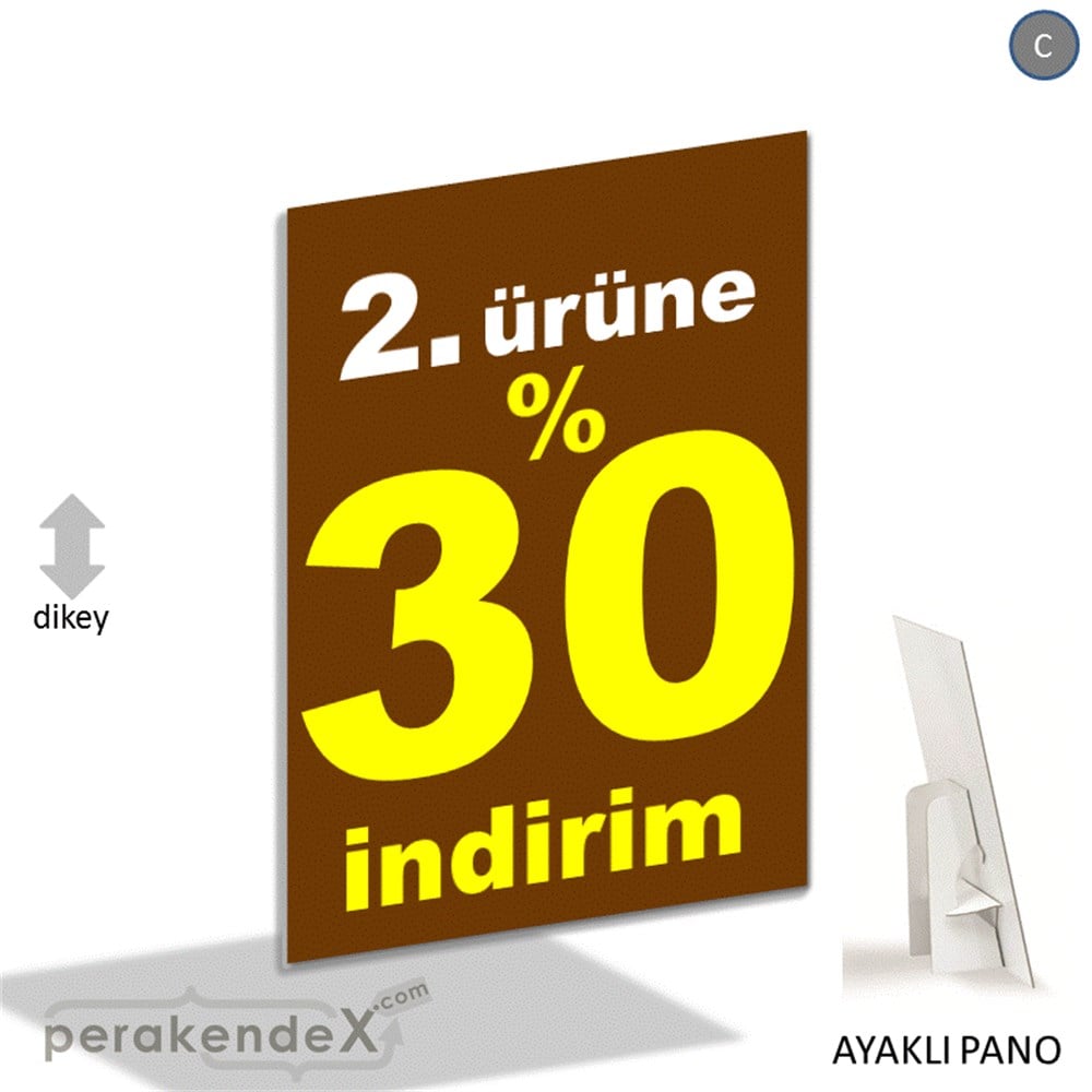 2. ürüne yüzde 30 indirim AYAKLI REKLAM PANOSU -dikdörtgen,tek yön baskı