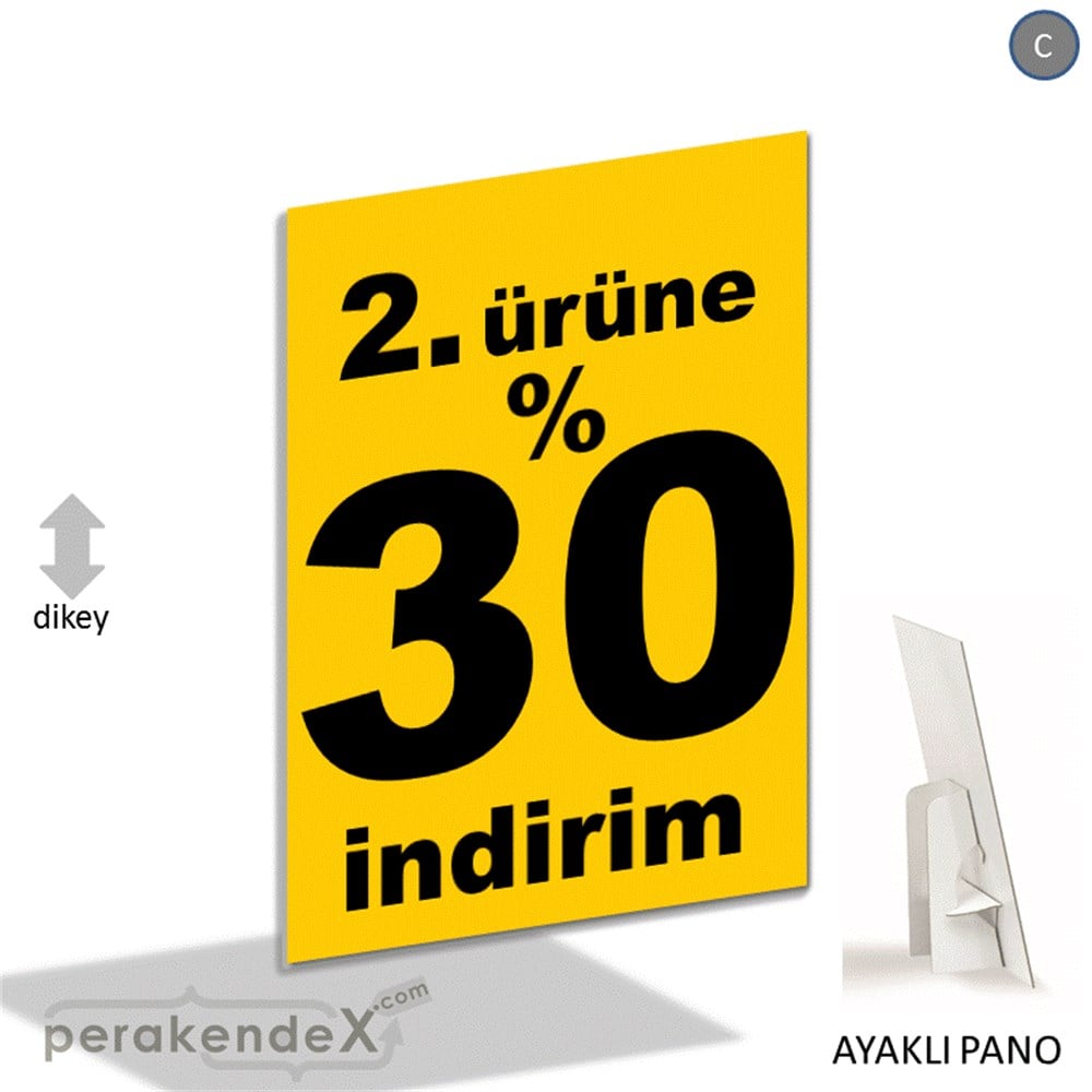 2. ürüne yüzde 30 indirim AYAKLI REKLAM PANOSU -dikdörtgen,tek yön baskı