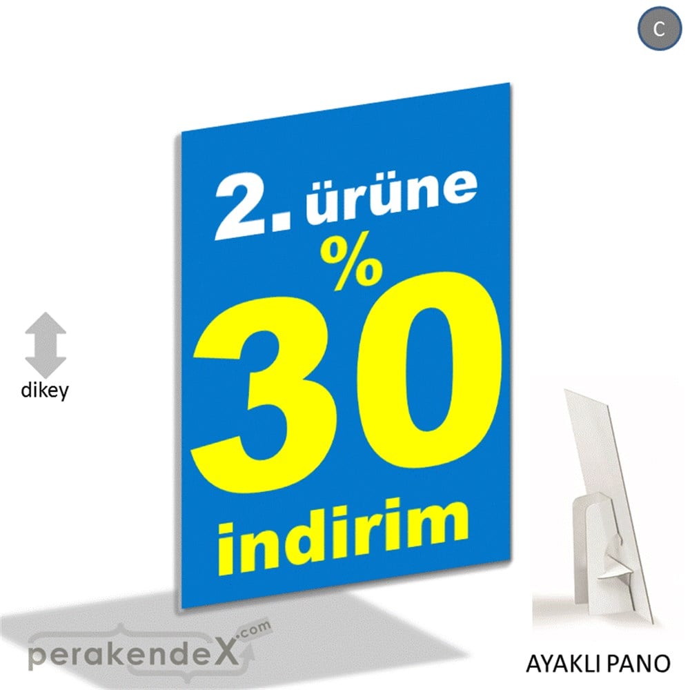 2. ürüne yüzde 30 indirim AYAKLI REKLAM PANOSU -dikdörtgen,tek yön baskı