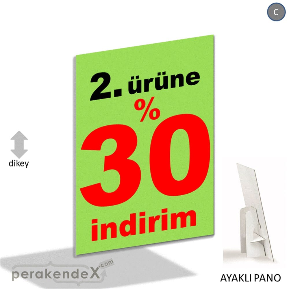 2. ürüne yüzde 30 indirim AYAKLI REKLAM PANOSU -dikdörtgen,tek yön baskı