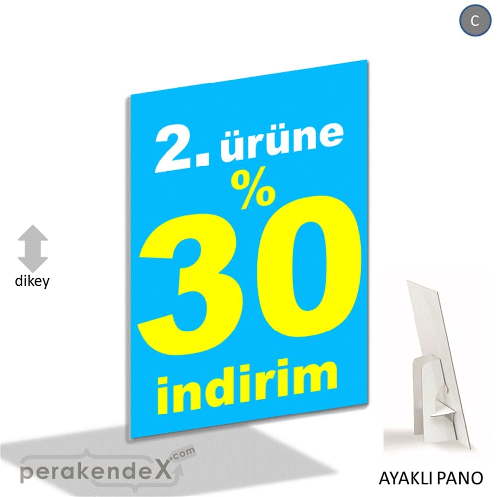 2. ürüne yüzde 30 indirim AYAKLI REKLAM PANOSU -dikdörtgen,tek yön baskı