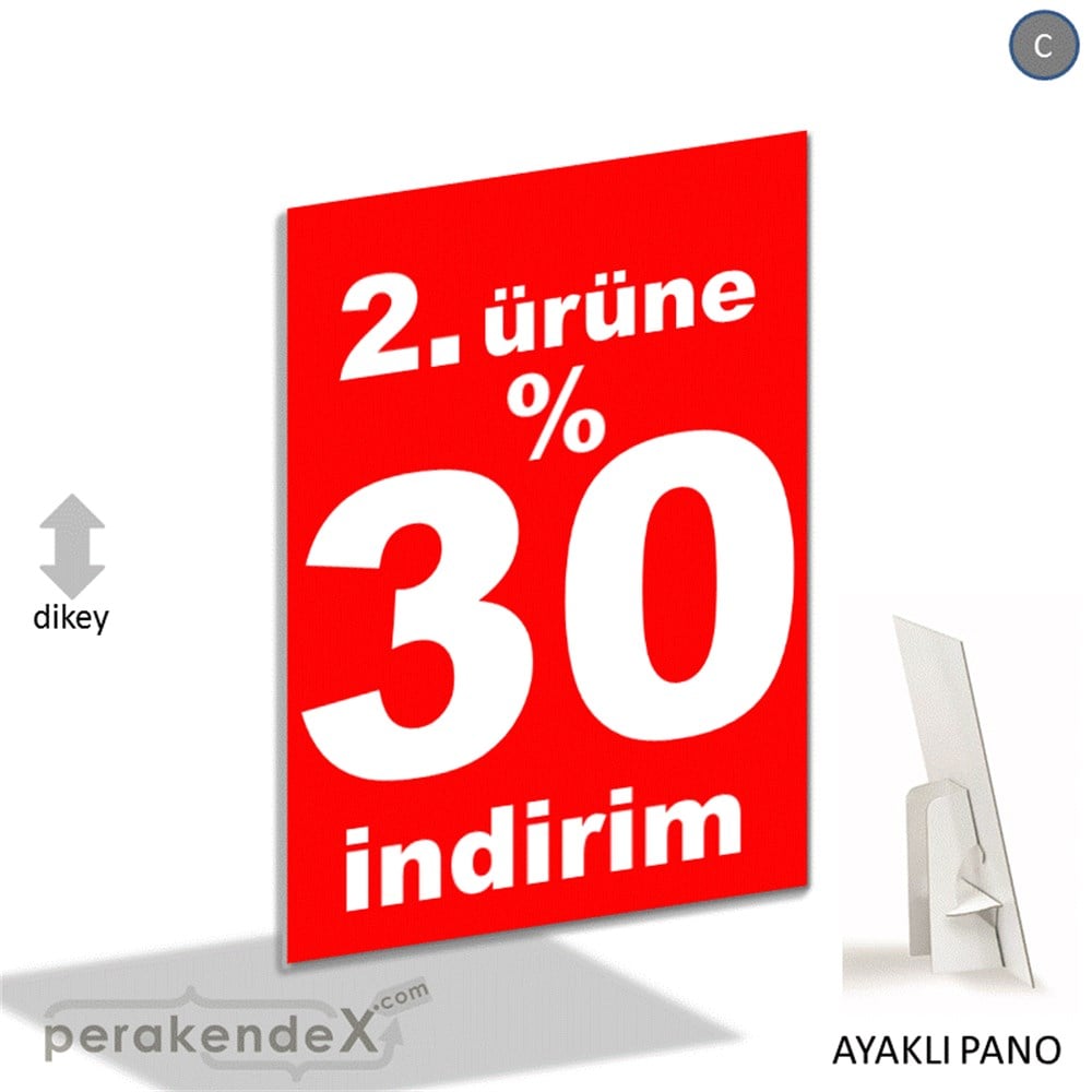 2. ürüne yüzde 30 indirim AYAKLI REKLAM PANOSU -dikdörtgen,tek yön baskı