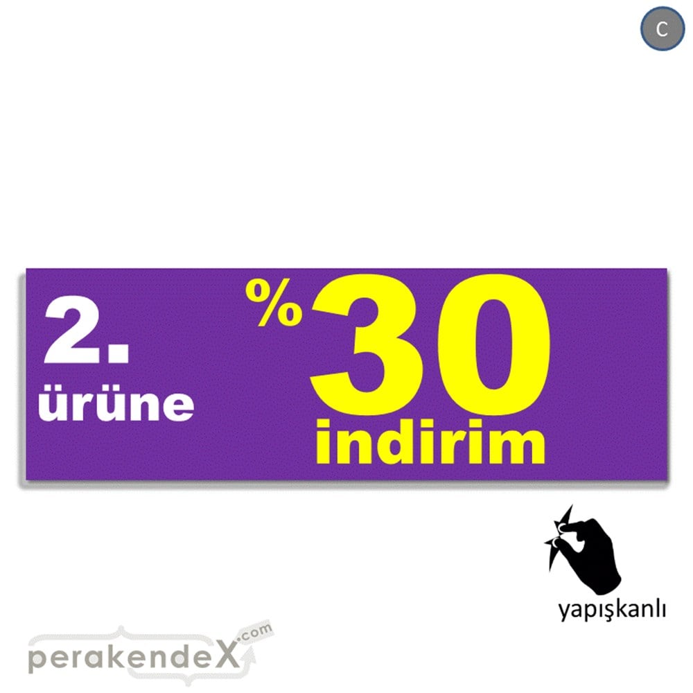 2. ürüne yüzde 30 indirim CAMA YAPIŞAN FOLYO BANNER -dikdörtgen,tek yön baskı