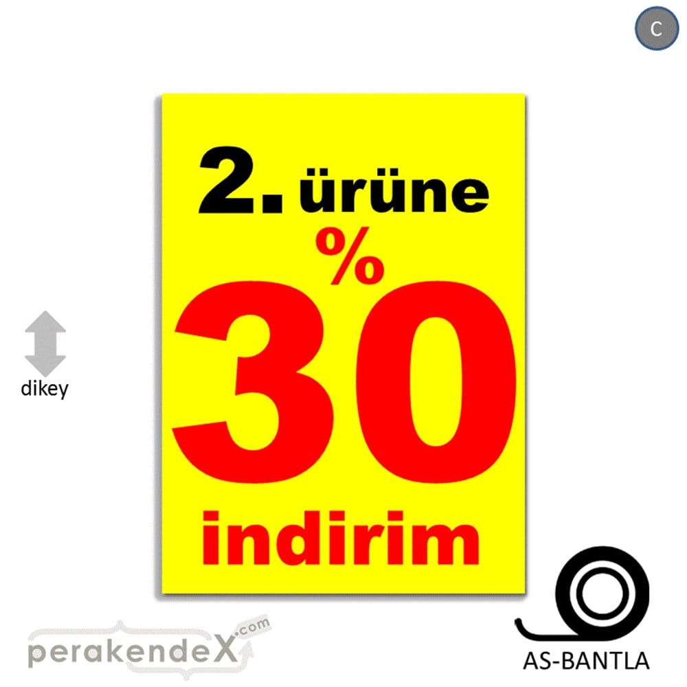 2. ürüne yüzde 30 indirim POSTERİ -dikdörtgen,tek yön baskı