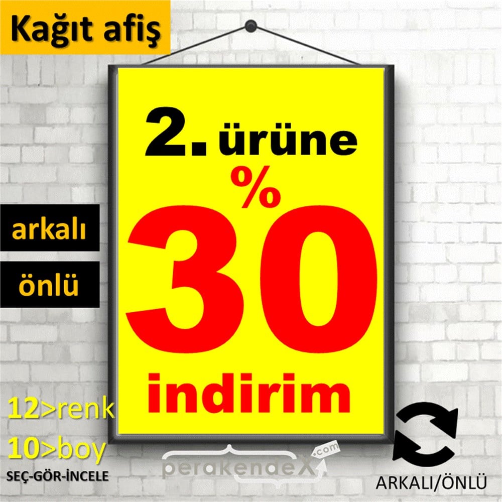2. ürüne yüzde 30 indirim POSTERİ -dikdörtgen,çift yön baskı