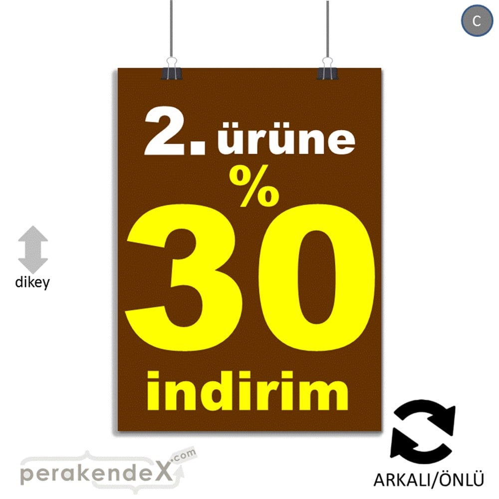 2. ürüne yüzde 30 indirim POSTERİ -dikdörtgen,çift yön baskı