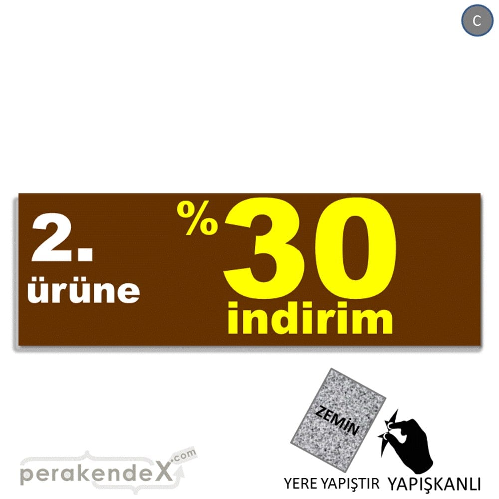 2. ürüne yüzde 30 indirim YER ZEMİNE YAPIŞAN BANNER -dikdörtgen,tek yön baskı