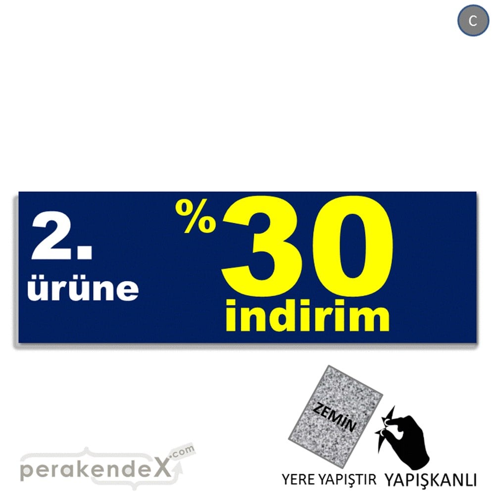 2. ürüne yüzde 30 indirim YER ZEMİNE YAPIŞAN BANNER -dikdörtgen,tek yön baskı