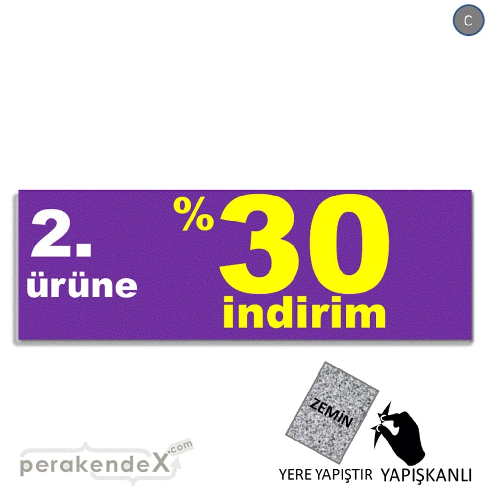 2. ürüne yüzde 30 indirim YER ZEMİNE YAPIŞAN BANNER -dikdörtgen,tek yön baskı