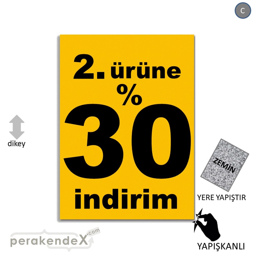 2. ürüne yüzde 30 indirim YER ZEMİNE YAPIŞIR -dikdörtgen,tek yön baskı