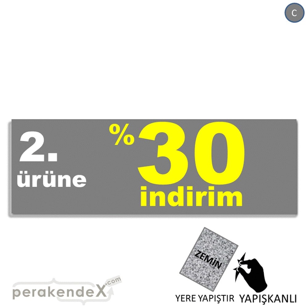 2. ürüne yüzde 30 indirim YER ZEMİNE YAPIŞAN BANNER -dikdörtgen,tek yön baskı