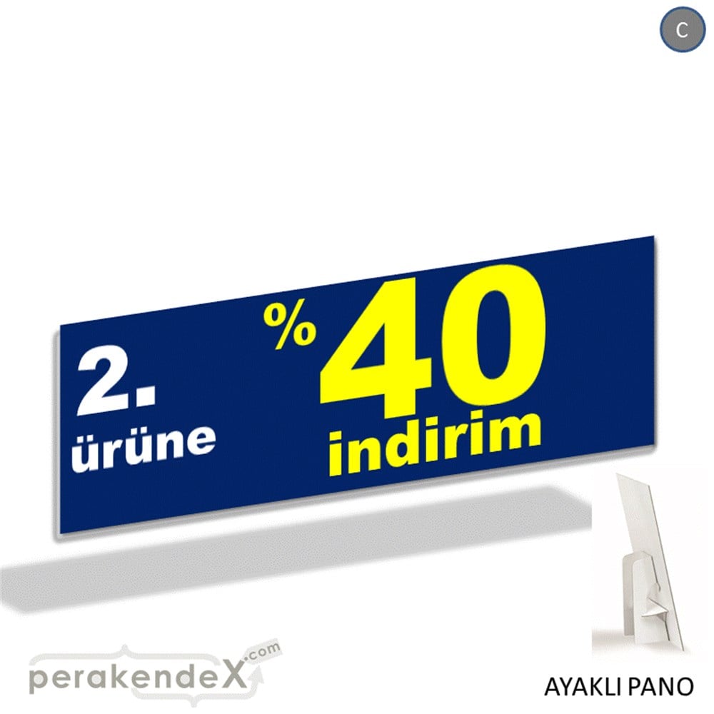 2. ürüne yüzde 40 indirim AYAKLI REKLAM BANNER -dikdörtgen,tek yön baskı