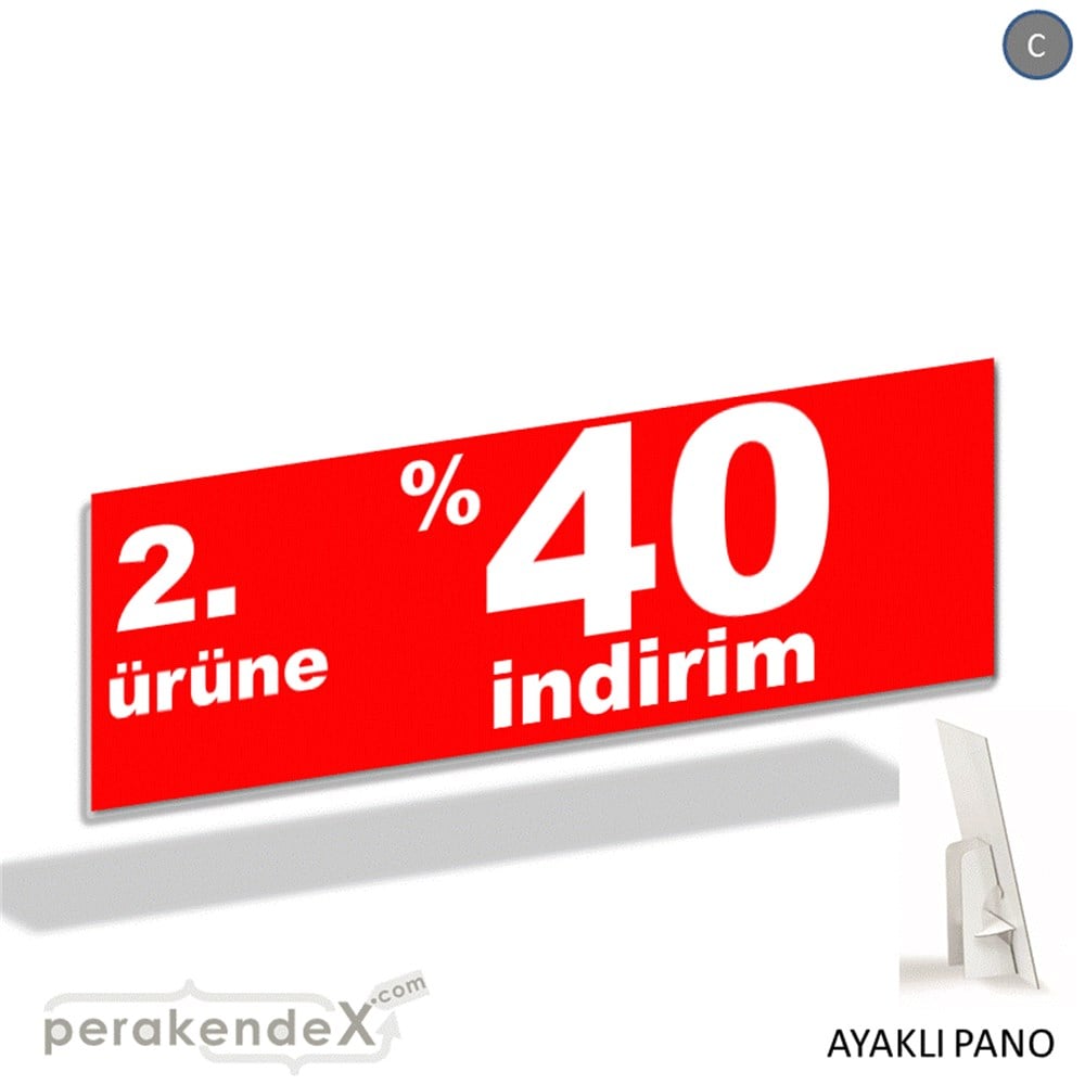 2. ürüne yüzde 40 indirim AYAKLI REKLAM BANNER -dikdörtgen,tek yön baskı