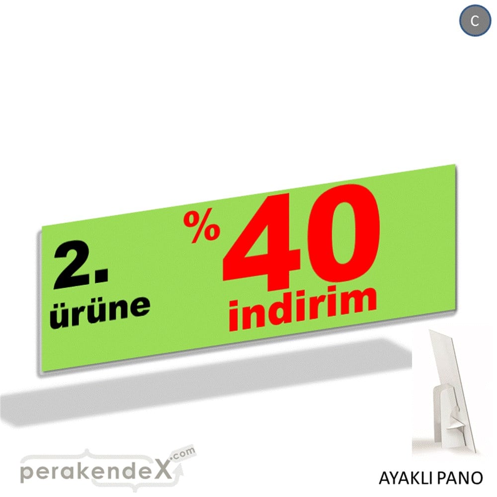2. ürüne yüzde 40 indirim AYAKLI REKLAM BANNER -dikdörtgen,tek yön baskı
