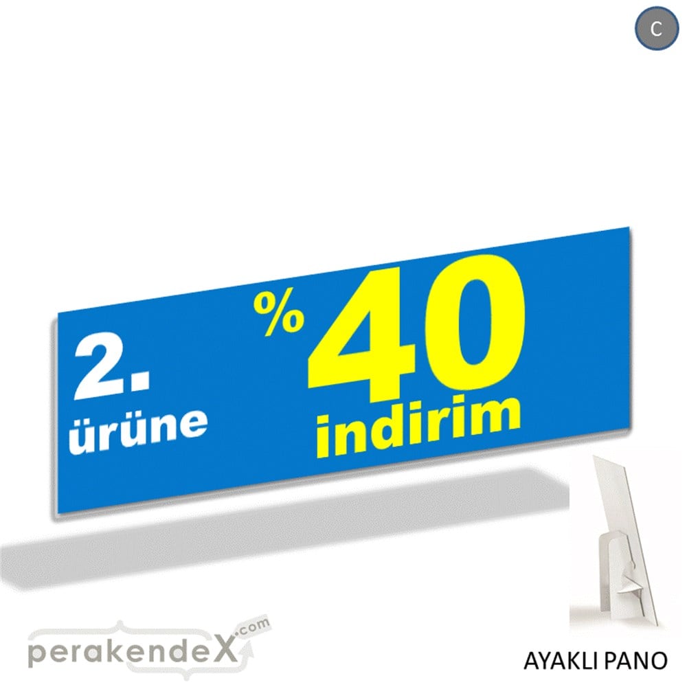 2. ürüne yüzde 40 indirim AYAKLI REKLAM BANNER -dikdörtgen,tek yön baskı