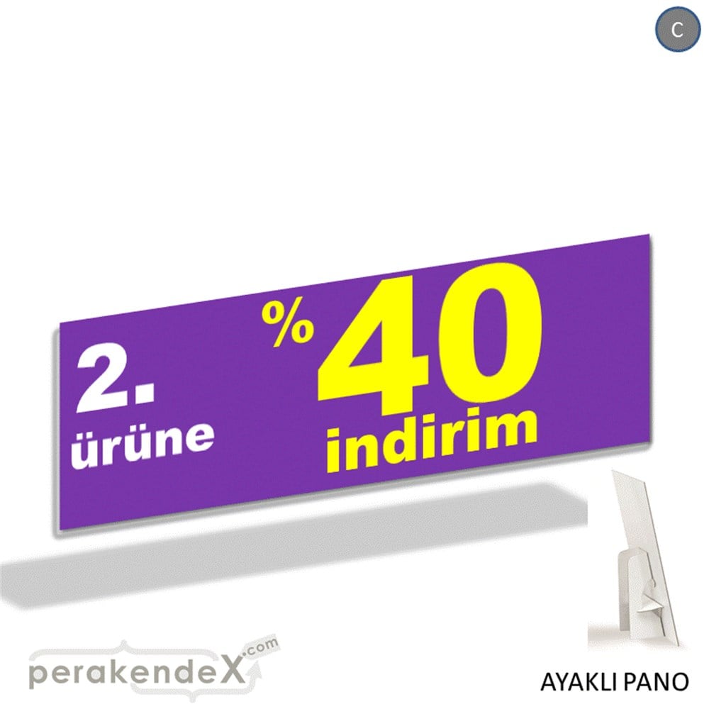 2. ürüne yüzde 40 indirim AYAKLI REKLAM BANNER -dikdörtgen,tek yön baskı