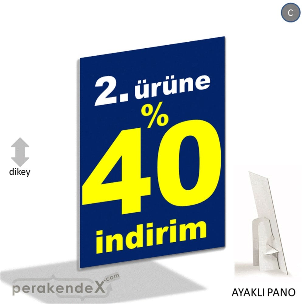 2. ürüne yüzde 40 indirim AYAKLI REKLAM PANOSU -dikdörtgen,tek yön baskı