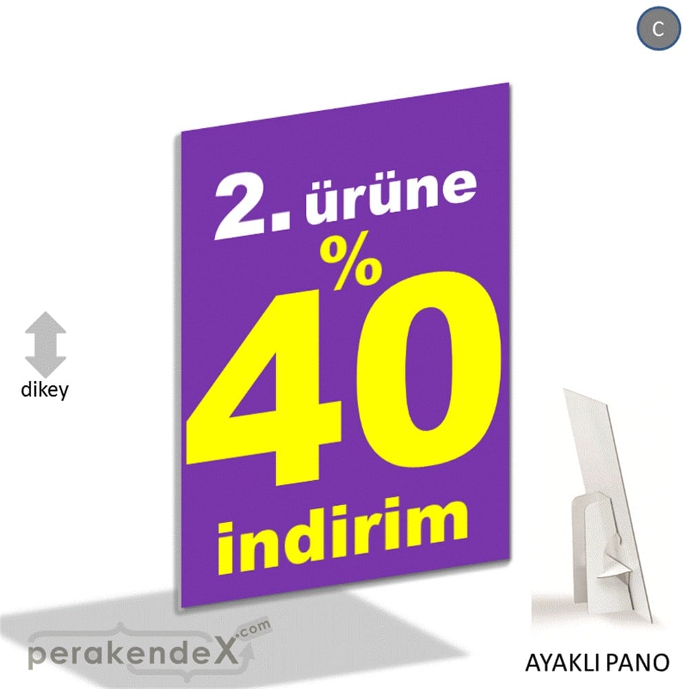 2. ürüne yüzde 40 indirim AYAKLI REKLAM PANOSU -dikdörtgen,tek yön baskı