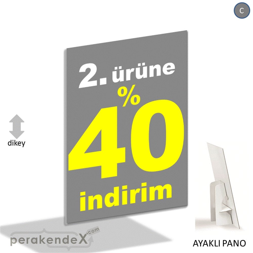 2. ürüne yüzde 40 indirim AYAKLI REKLAM PANOSU -dikdörtgen,tek yön baskı