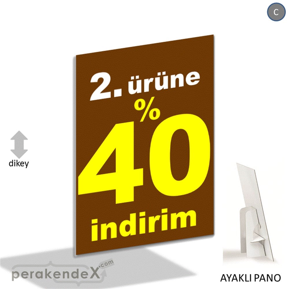 2. ürüne yüzde 40 indirim AYAKLI REKLAM PANOSU -dikdörtgen,tek yön baskı