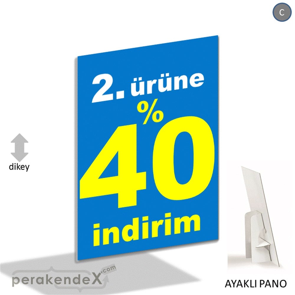 2. ürüne yüzde 40 indirim AYAKLI REKLAM PANOSU -dikdörtgen,tek yön baskı