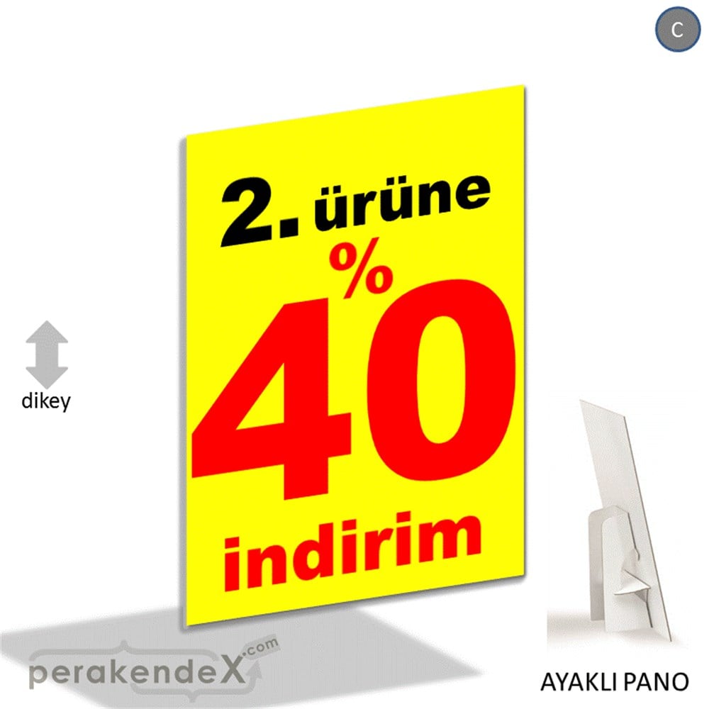2. ürüne yüzde 40 indirim AYAKLI REKLAM PANOSU -dikdörtgen,tek yön baskı