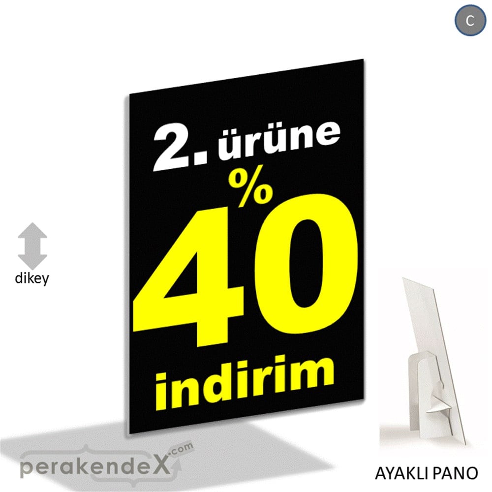 2. ürüne yüzde 40 indirim AYAKLI REKLAM PANOSU -dikdörtgen,tek yön baskı