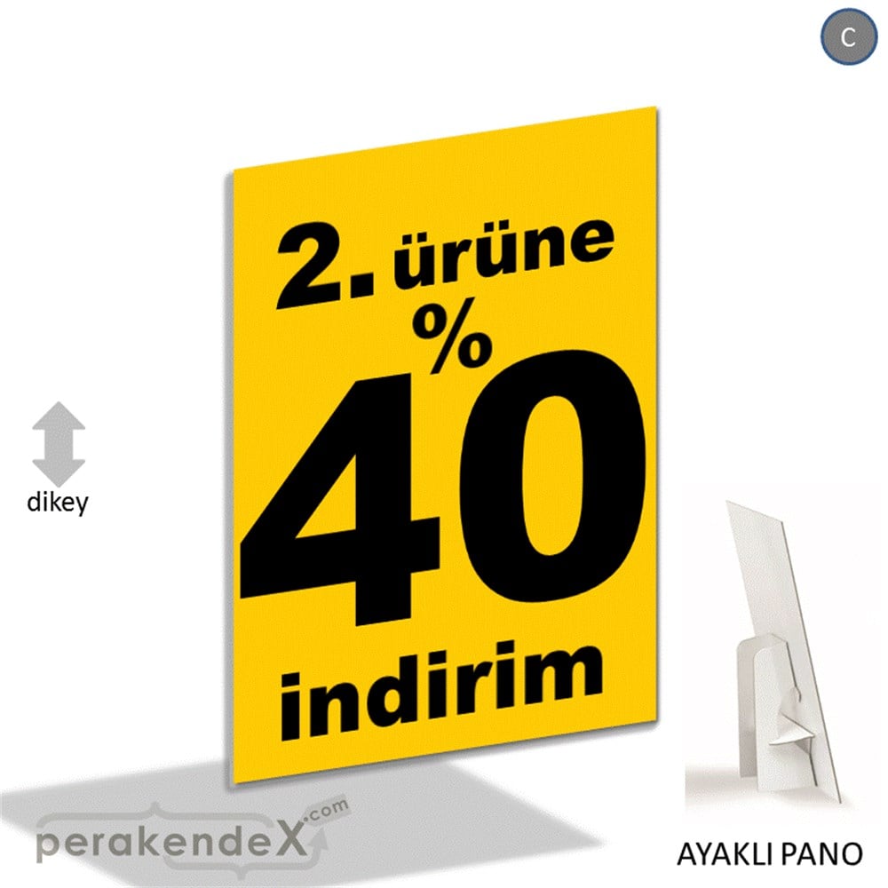 2. ürüne yüzde 40 indirim AYAKLI REKLAM PANOSU -dikdörtgen,tek yön baskı