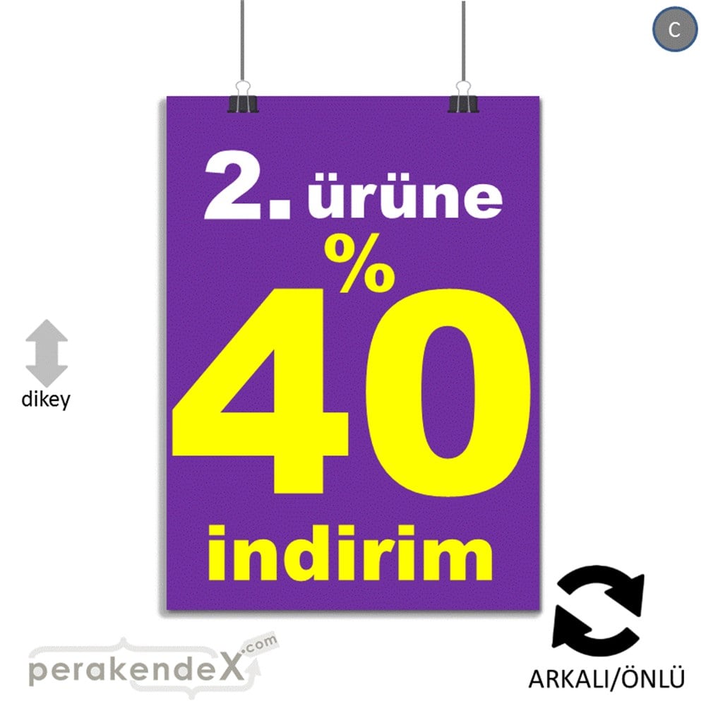 2. ürüne yüzde 40 indirim POSTERİ -dikdörtgen,çift yön baskı