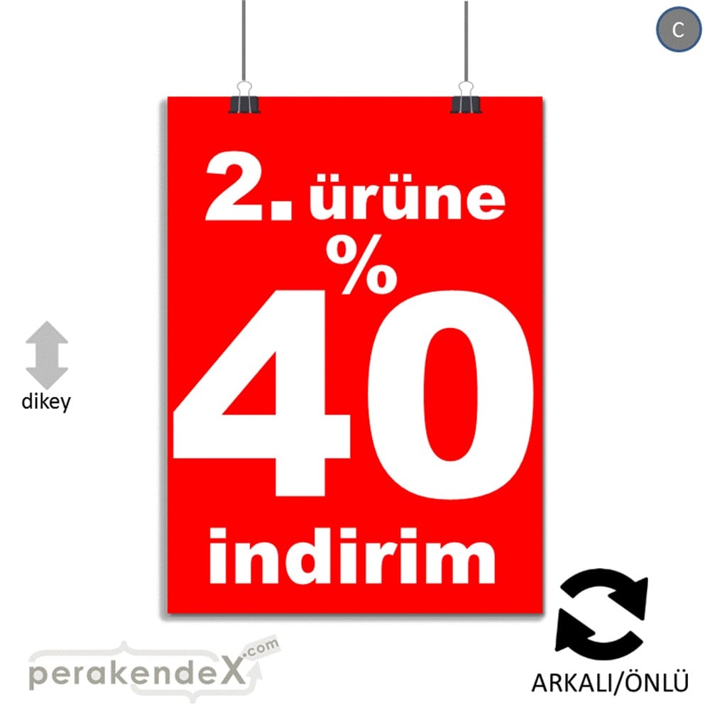 2. ürüne yüzde 40 indirim POSTERİ -dikdörtgen,çift yön baskı