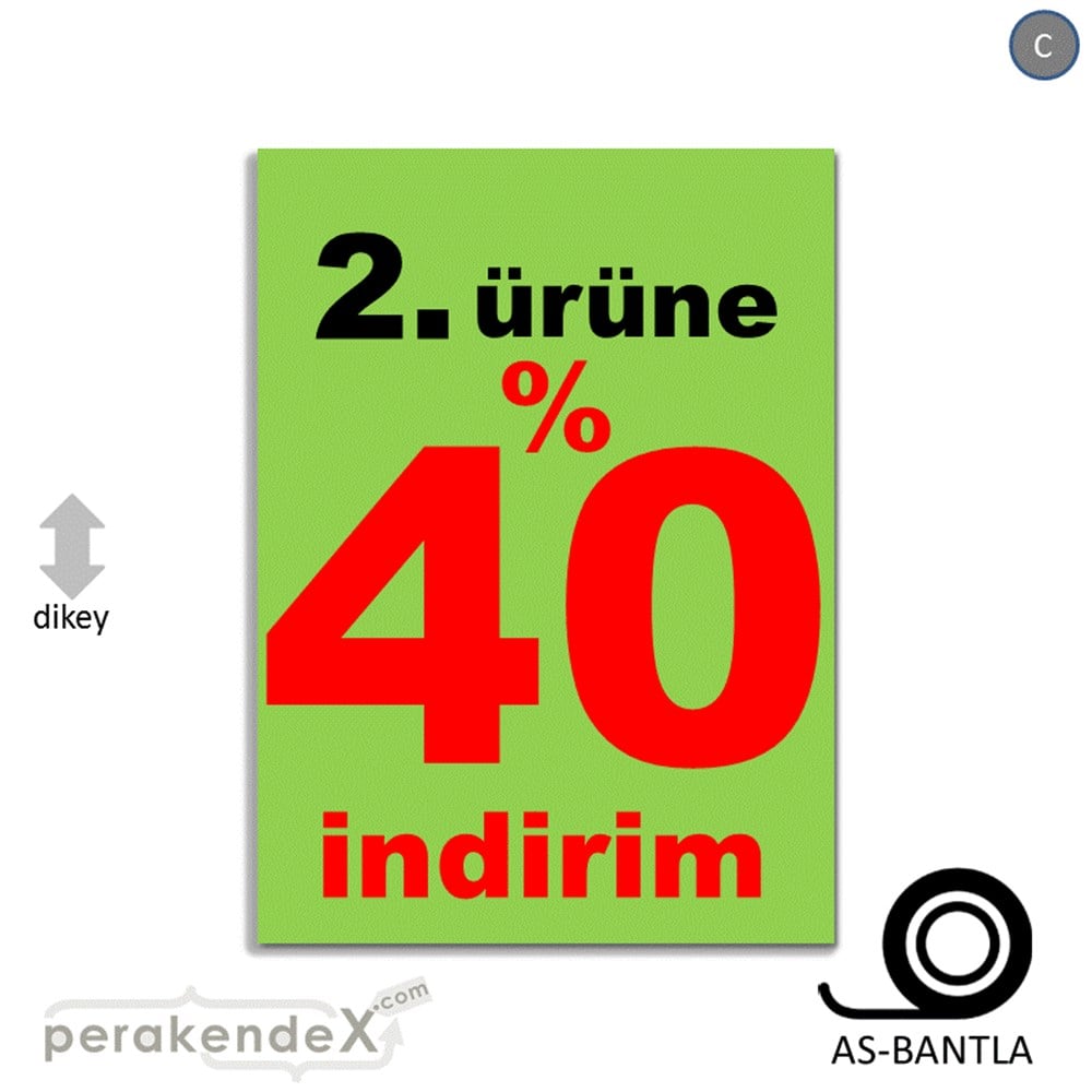 2. ürüne yüzde 40 indirim POSTERİ -dikdörtgen,tek yön baskı