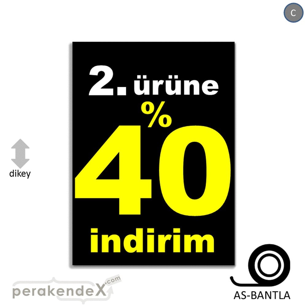 2. ürüne yüzde 40 indirim POSTERİ -dikdörtgen,tek yön baskı