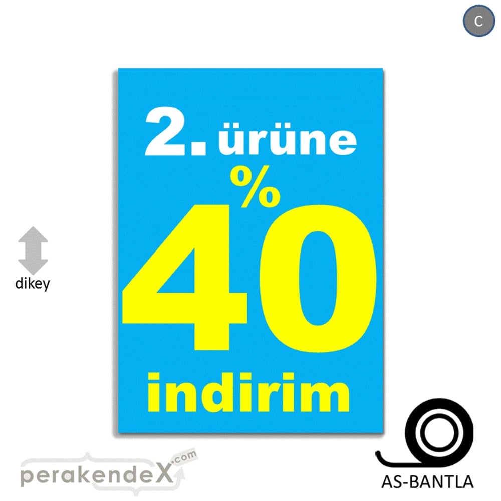 2. ürüne yüzde 40 indirim POSTERİ -dikdörtgen,tek yön baskı