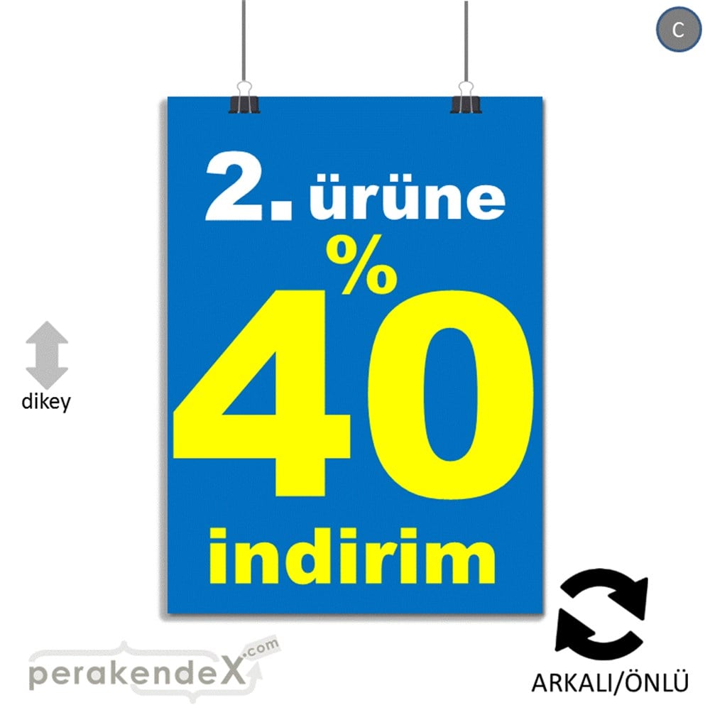 2. ürüne yüzde 40 indirim POSTERİ -dikdörtgen,çift yön baskı