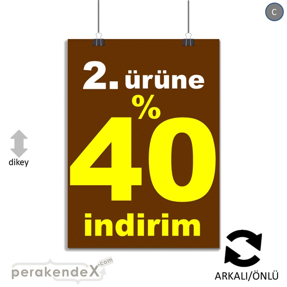 2. ürüne yüzde 40 indirim POSTERİ -dikdörtgen,çift yön baskı
