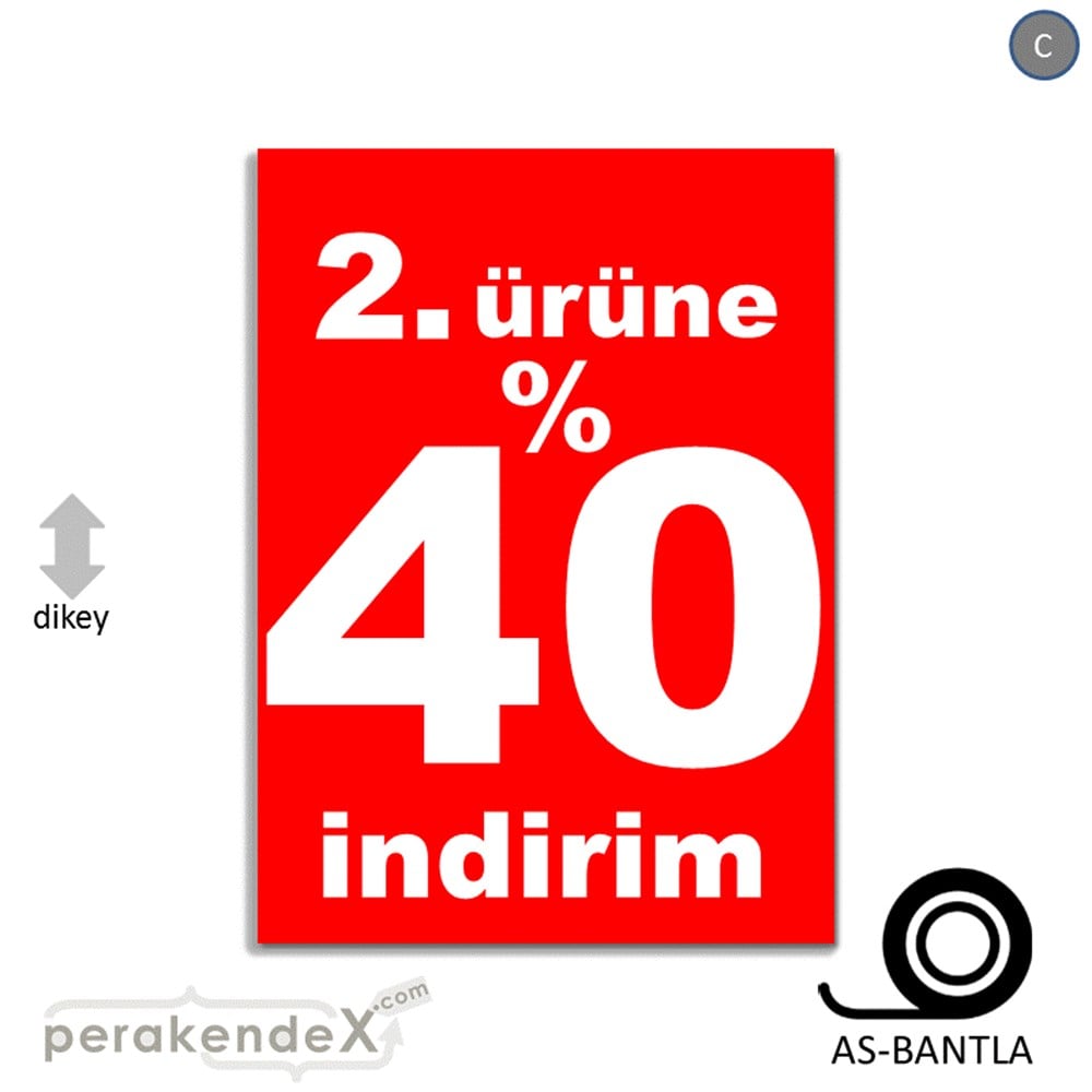 2. ürüne yüzde 40 indirim POSTERİ -dikdörtgen,tek yön baskı