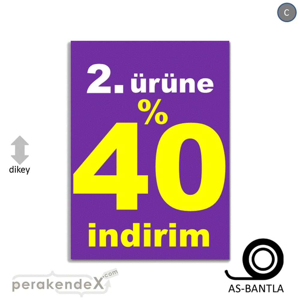 2. ürüne yüzde 40 indirim POSTERİ -dikdörtgen,tek yön baskı