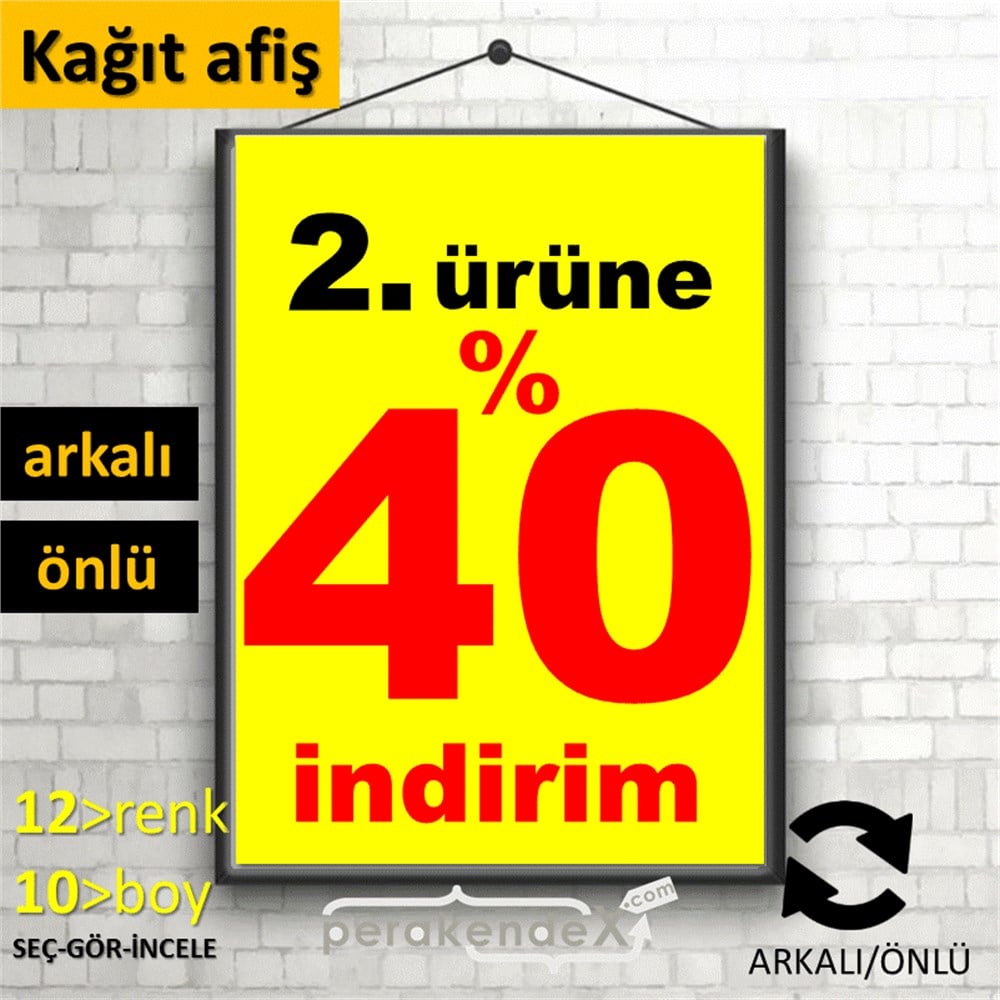 2. ürüne yüzde 40 indirim POSTERİ -dikdörtgen,çift yön baskı