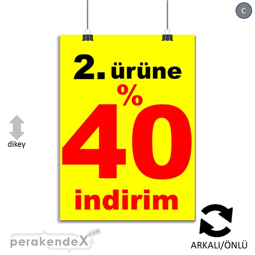 2. ürüne yüzde 40 indirim POSTERİ -dikdörtgen,çift yön baskı