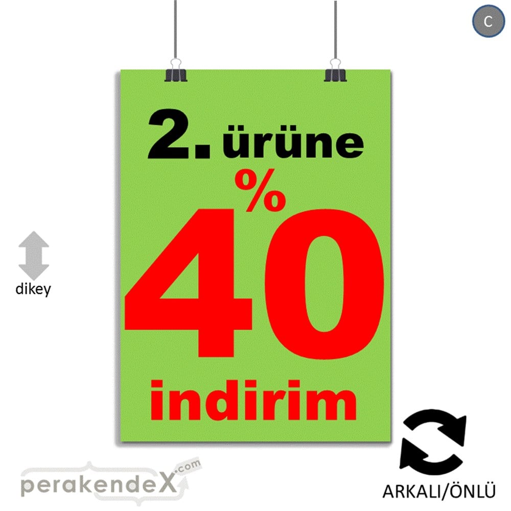 2. ürüne yüzde 40 indirim POSTERİ -dikdörtgen,çift yön baskı