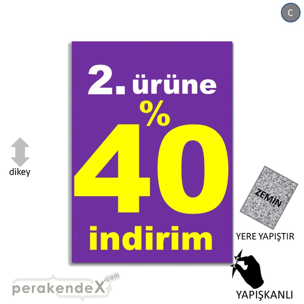 2. ürüne yüzde 40 indirim YER ZEMİNE YAPIŞIR -dikdörtgen,tek yön baskı