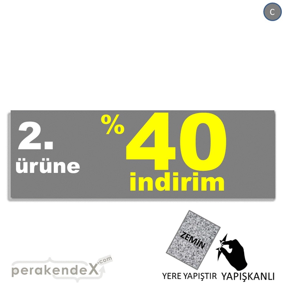 2. ürüne yüzde 40 indirim YER ZEMİNE YAPIŞAN BANNER -dikdörtgen,tek yön baskı