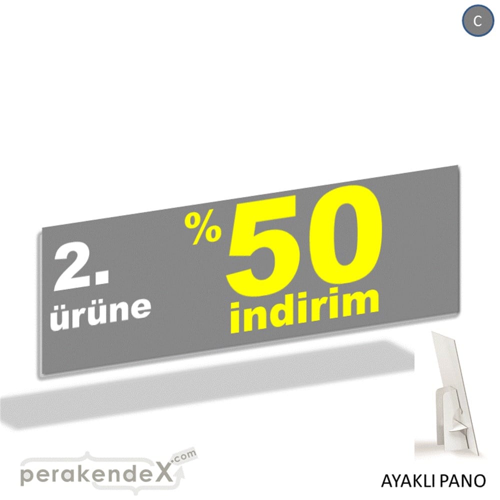 2. ürüne yüzde 50 indirim AYAKLI REKLAM BANNER -dikdörtgen,tek yön baskı