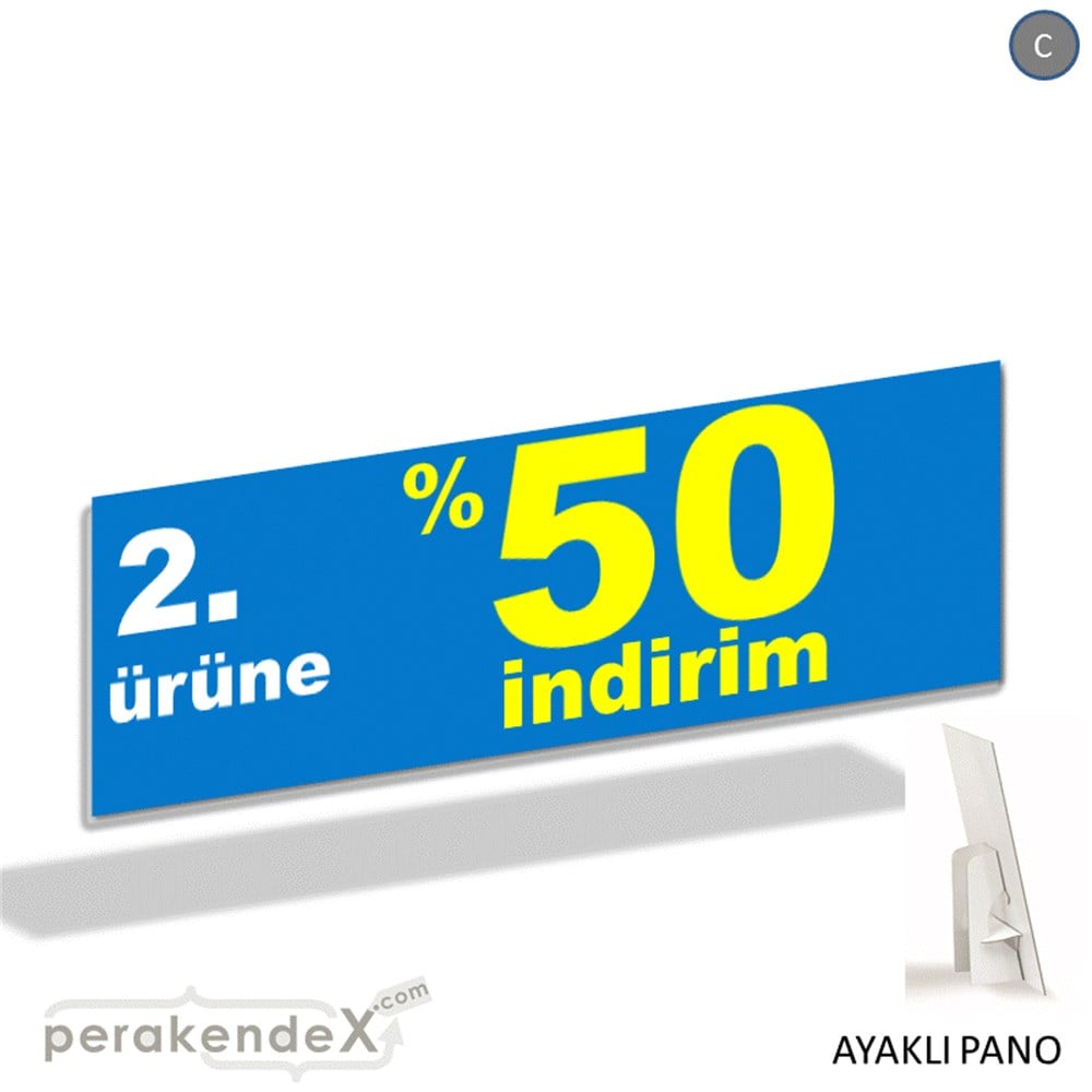 2. ürüne yüzde 50 indirim AYAKLI REKLAM BANNER -dikdörtgen,tek yön baskı