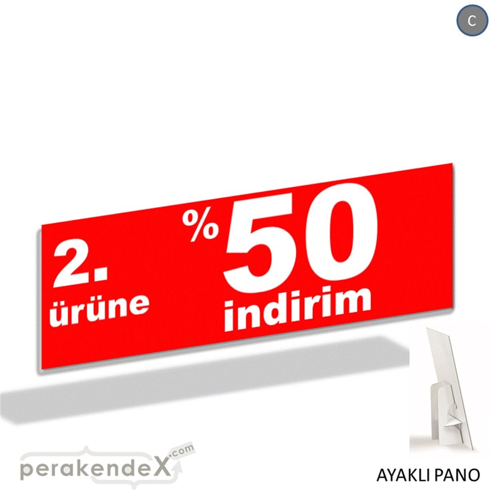 2. ürüne yüzde 50 indirim AYAKLI REKLAM BANNER -dikdörtgen,tek yön baskı